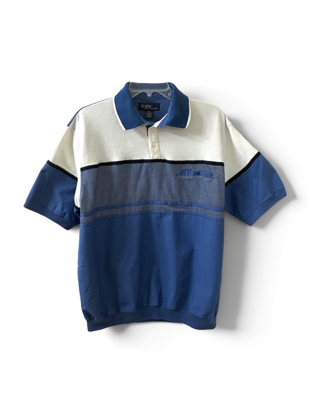Truly Vintage Colour Block Polo Shirt Mixed Media Men's Size Medium